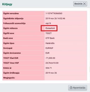 Visszautasított kötés státusza