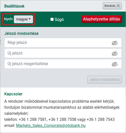 Megjelenítési nyelv módosítása