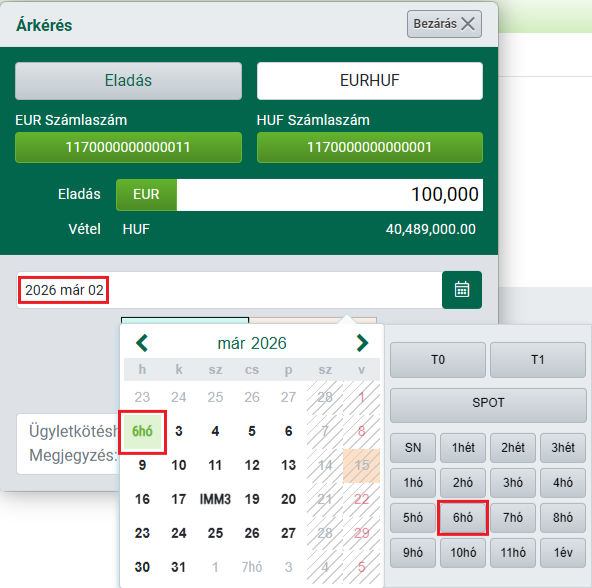 Értéknap módosítása